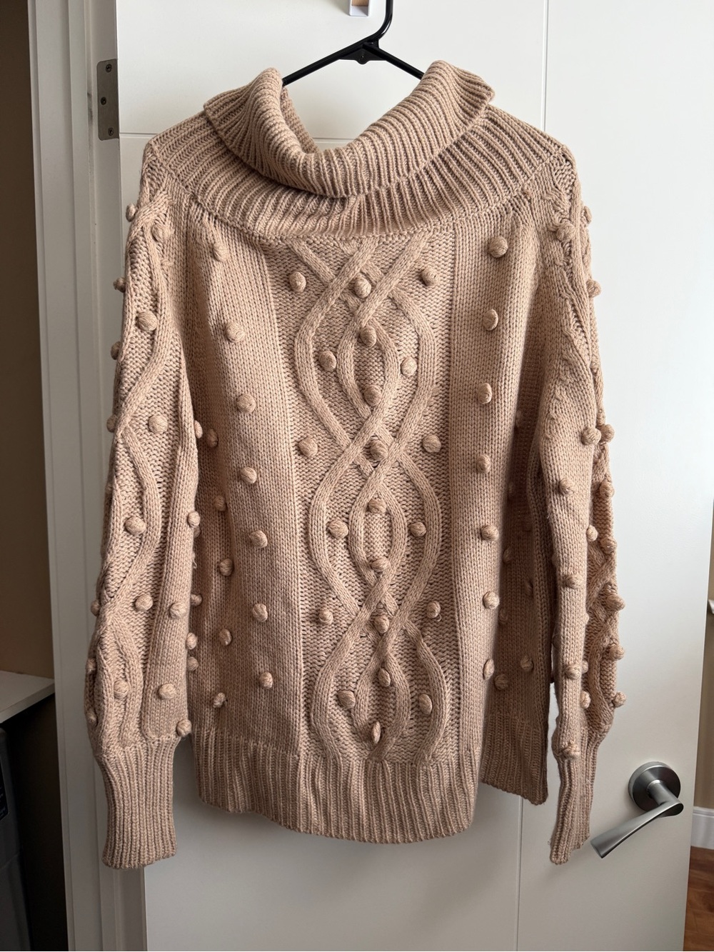 Cozy Cable Knit Pom-Pom Sweater - Cream